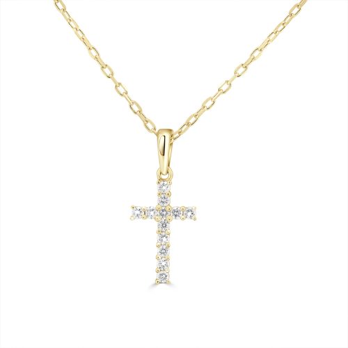 Yellow Gold Diamond Cross Necklace Grace in 18kt Gold