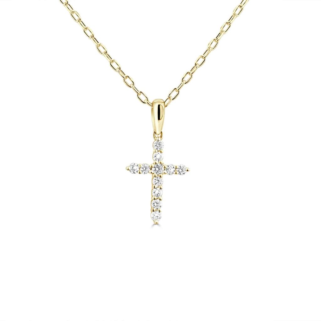 Diamond cross pendant gold