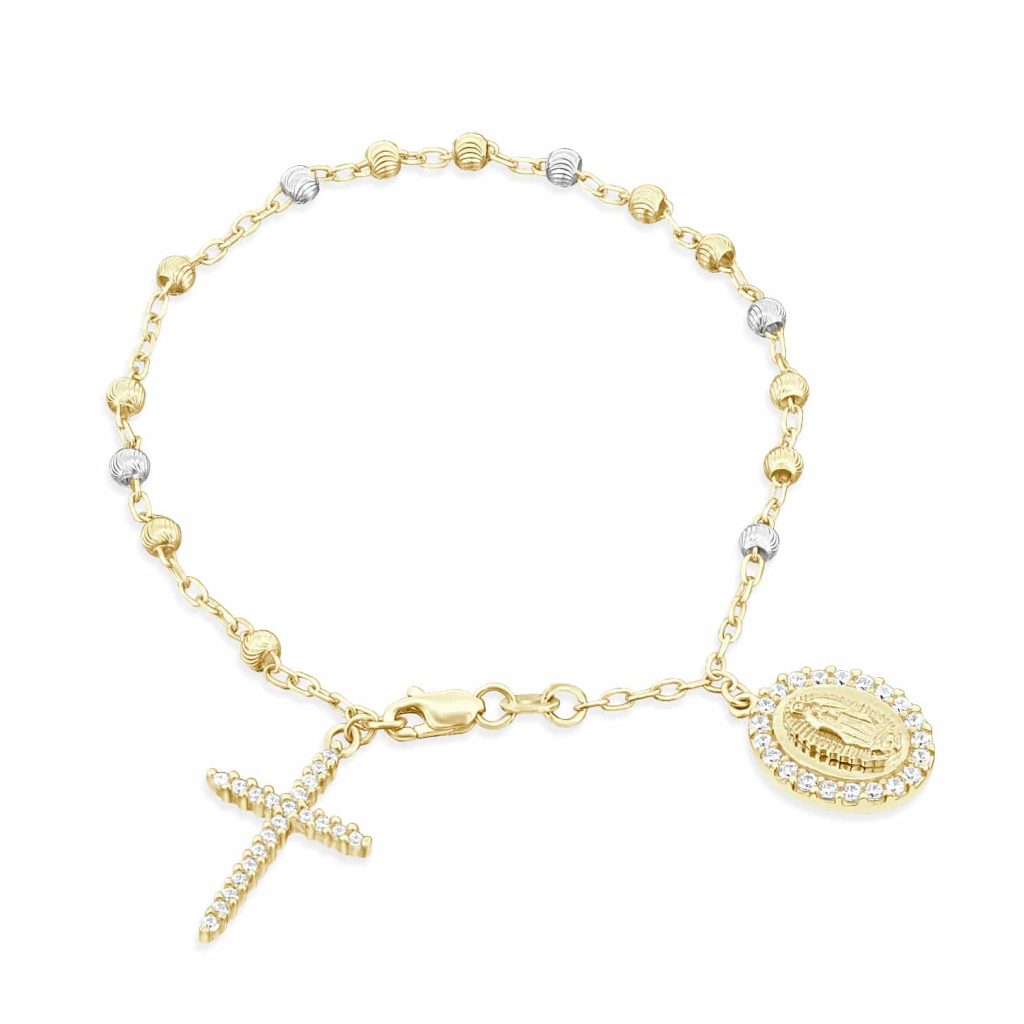 Rosary bead bracelet in gold