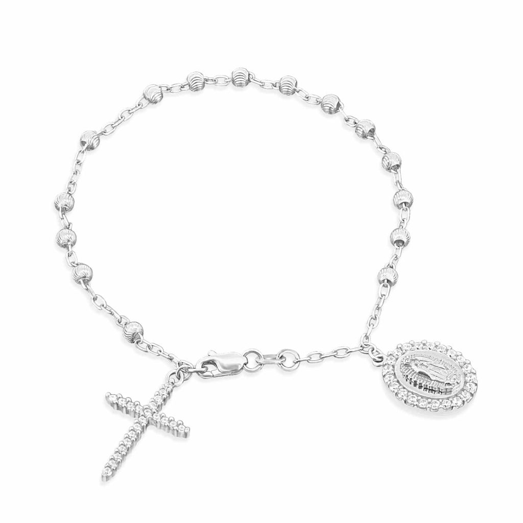 White gold rosary bracelet