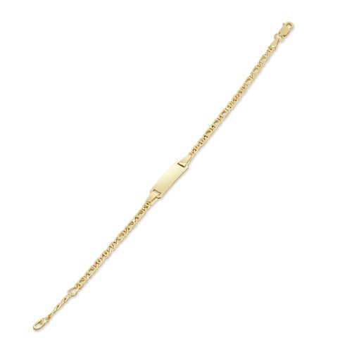 Gold Chain Bracelet 18kt Yellow Gold ID Bracelet with Unique Link Design