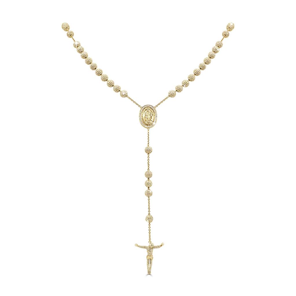 Gold rosary with diamonds