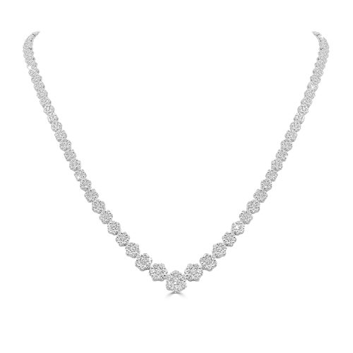Tennis Necklace 18kt White Gold with Natural Diamonds