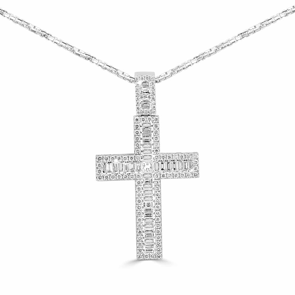 White gold diamond cross pendant