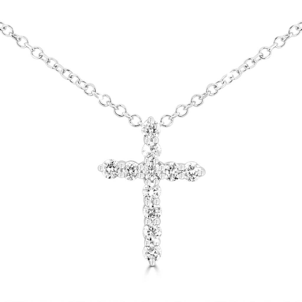 Diamond cross pendant gold