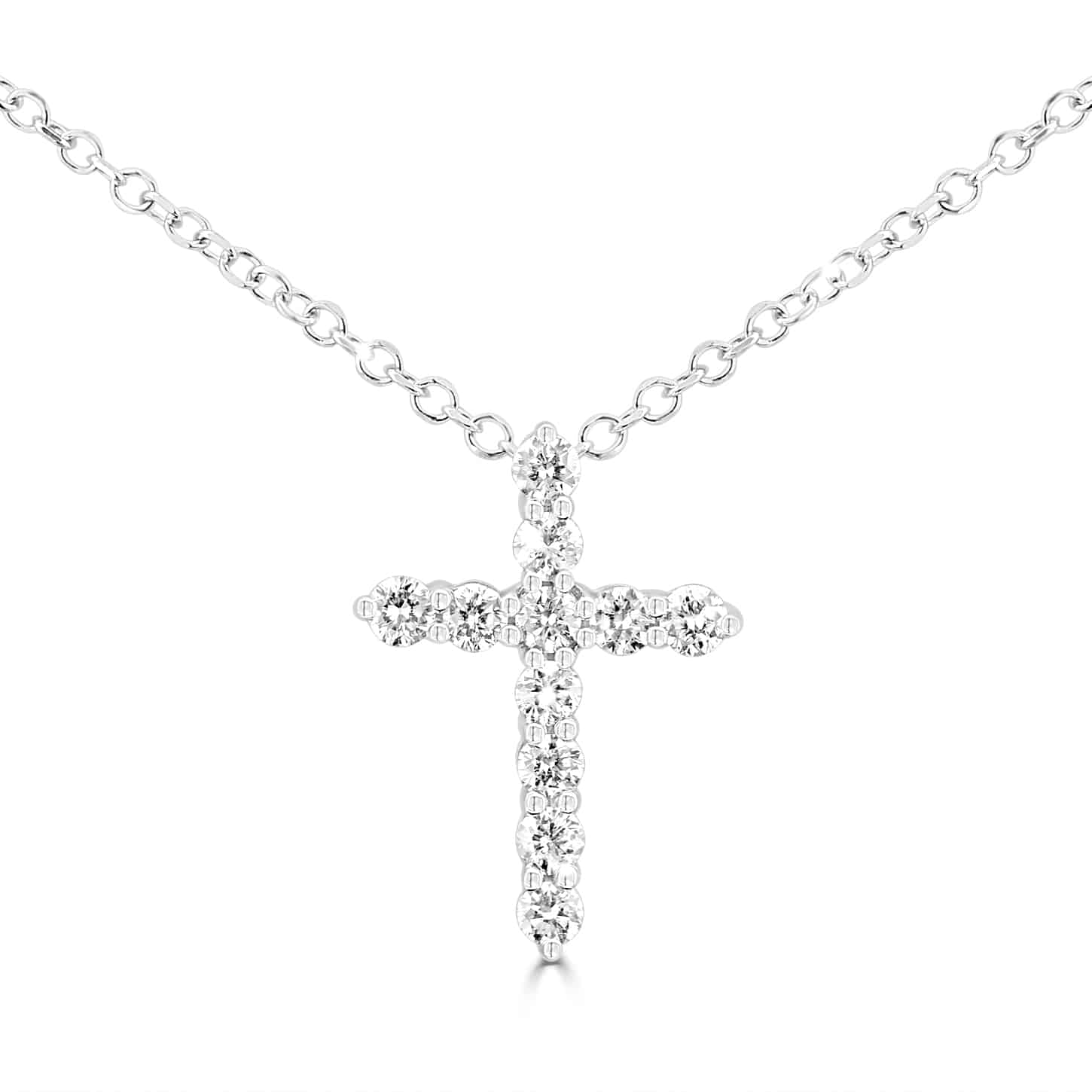 Diamond Cross Pendant in White Gold 18Kt