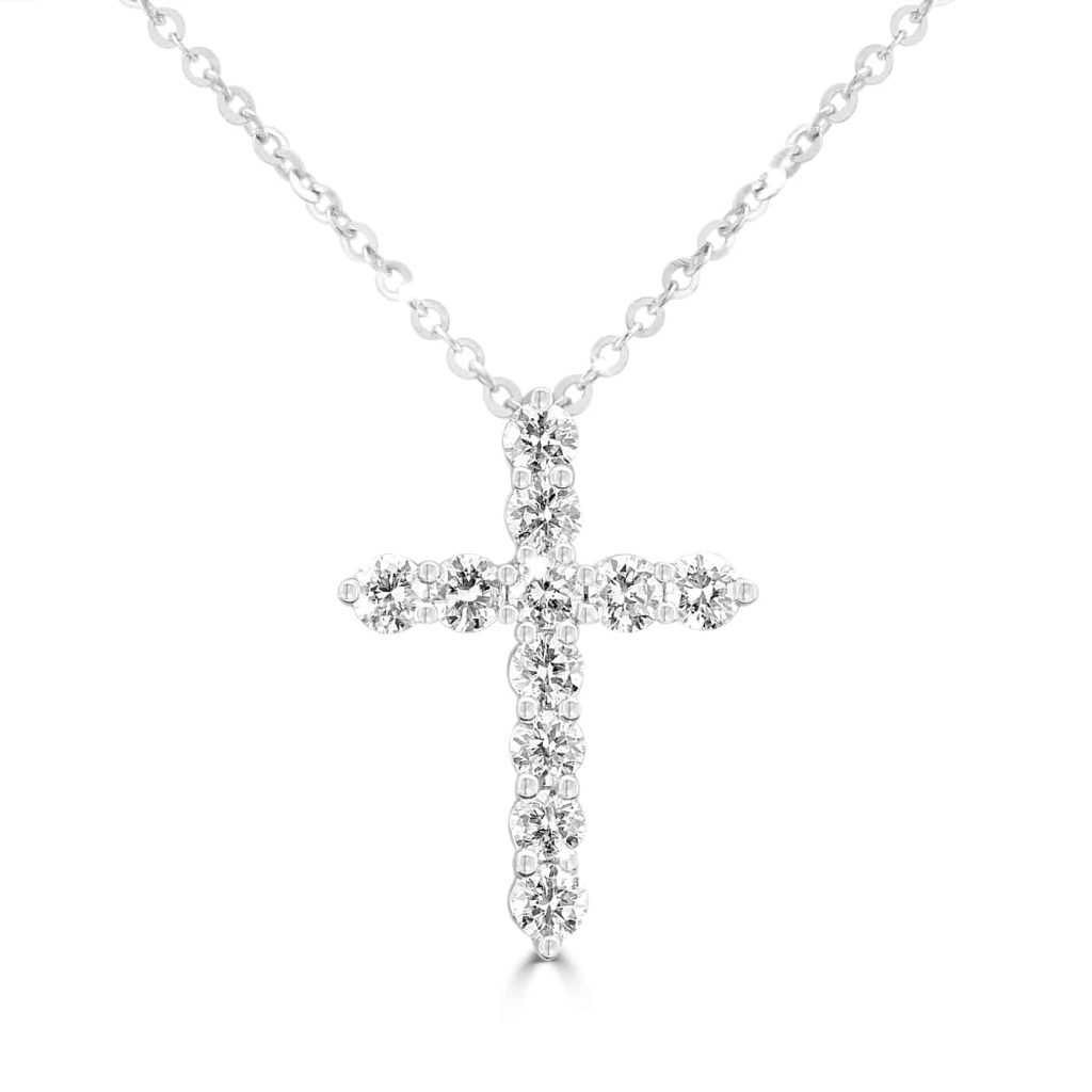 White gold religious diamond pendant