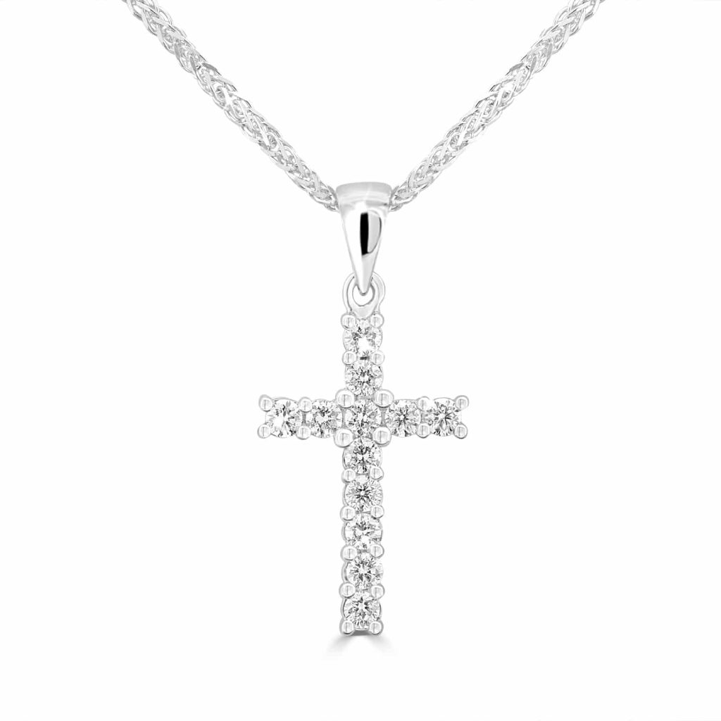 White gold cross with diamonds