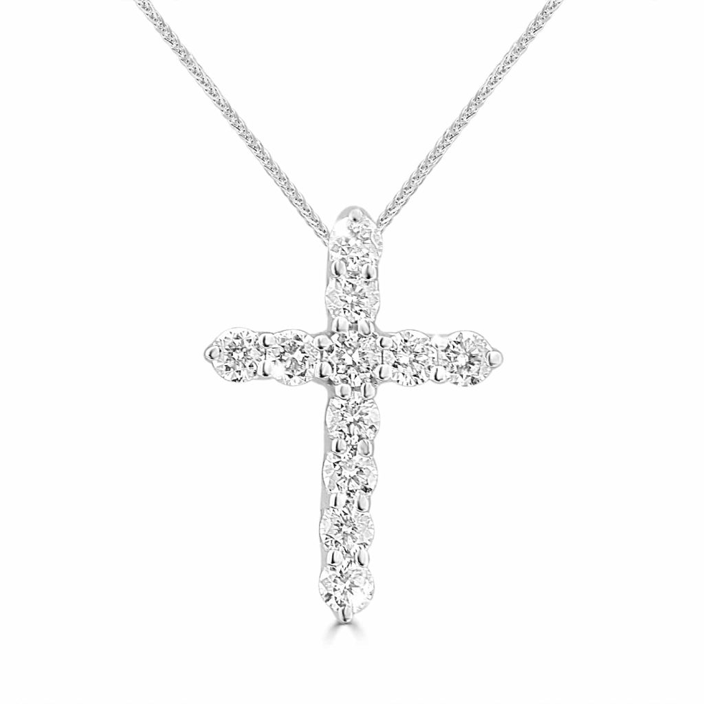 White gold diamond cross pendant