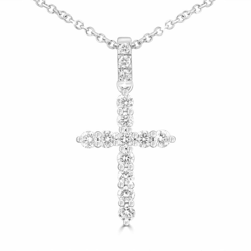 Diamond cross pendant white gold