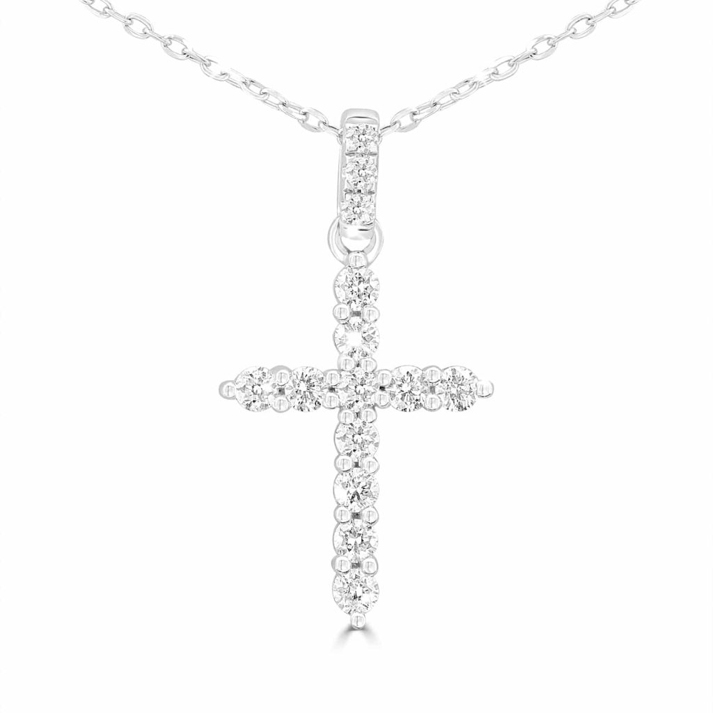Diamond cross pendant white gold