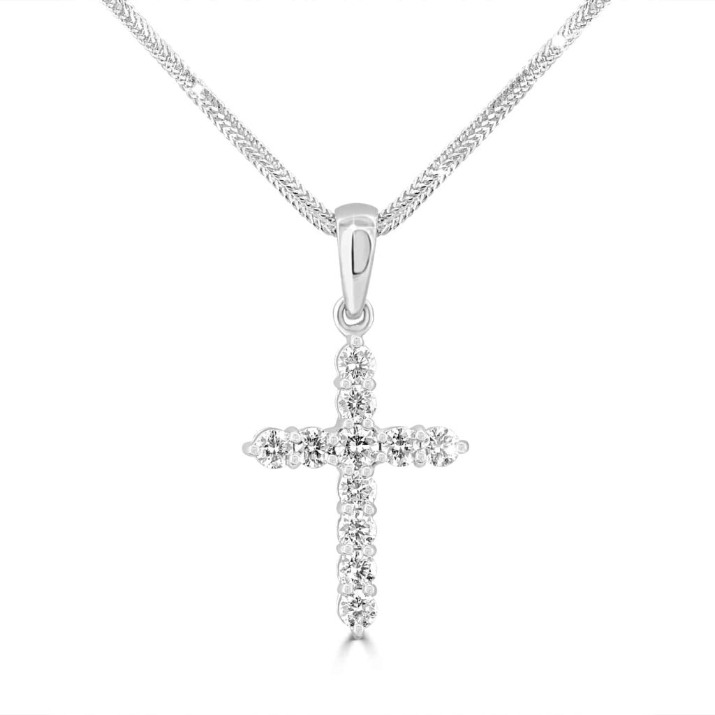 White gold diamond cross pendant