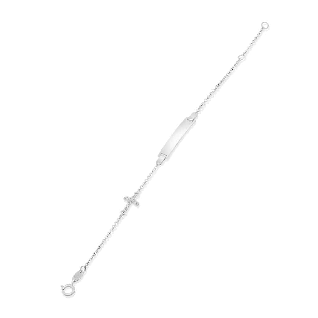 White gold chain bracelet with cross
