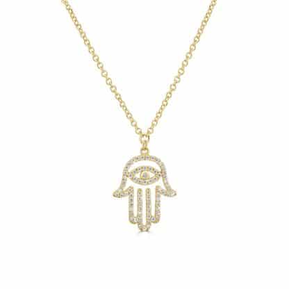 Yellow gold hand pendant