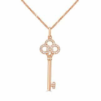 Diamond Key Pendant Unlock Your EleganceRose gold diamond key pendant