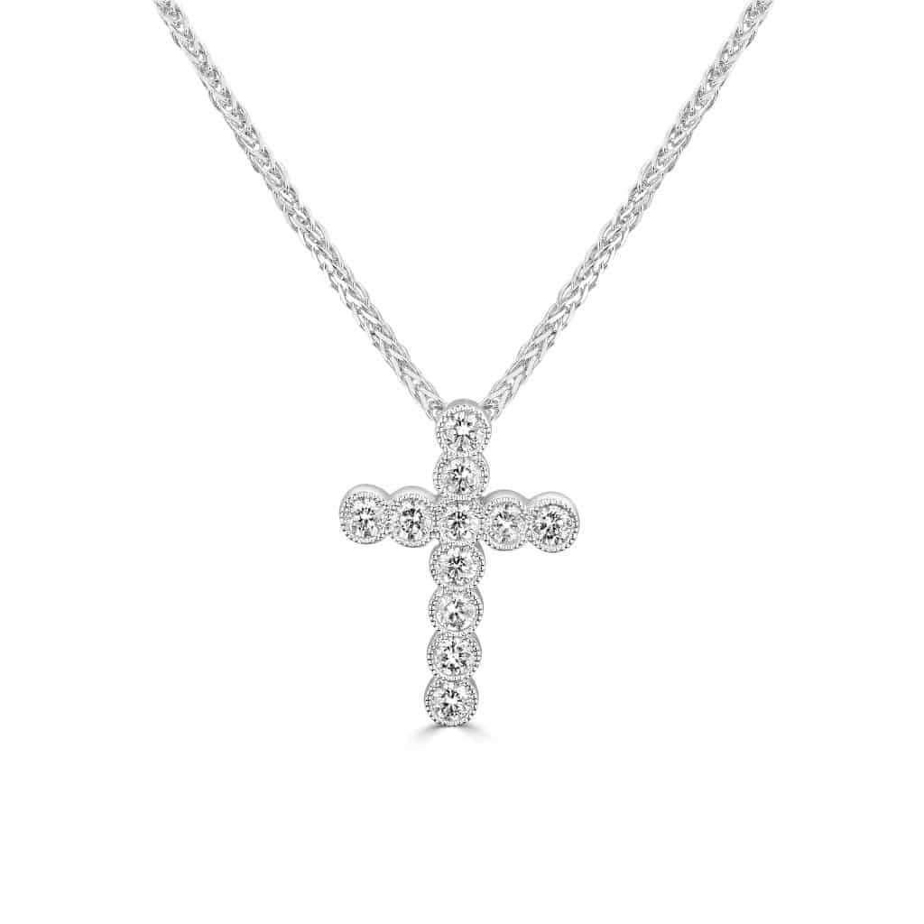 Round diamond cross pendant