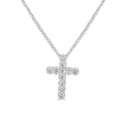 Round diamond cross pendant