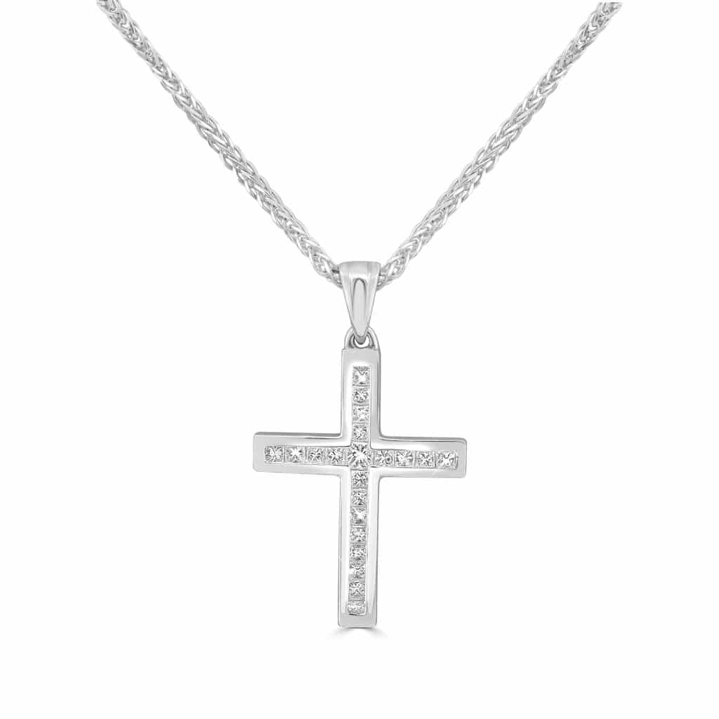 Princess diamond cross pendant