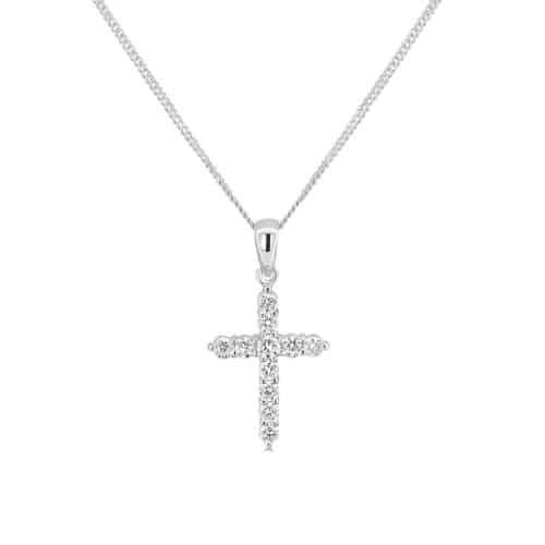 Diamond Cross Pendant in White Gold Delicate Brilliance with Timeless Meaning