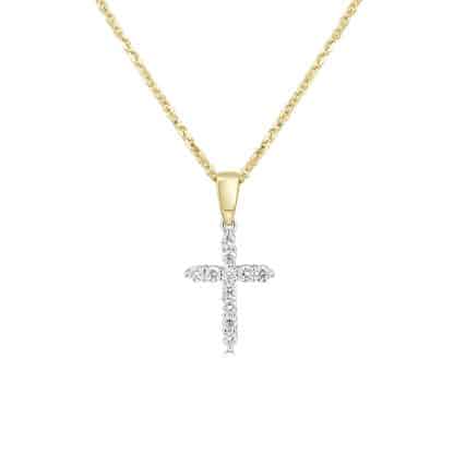 Two-tone diamond cross pendant