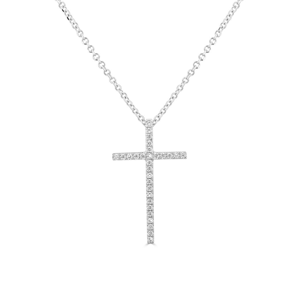 Long white gold cross