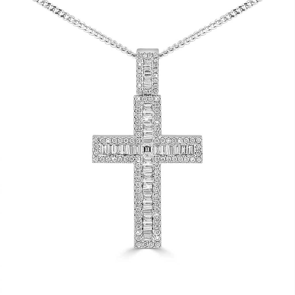 White gold diamond cross pendant