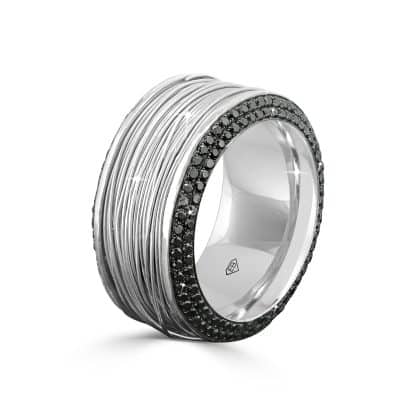 Black diamond ring white gold