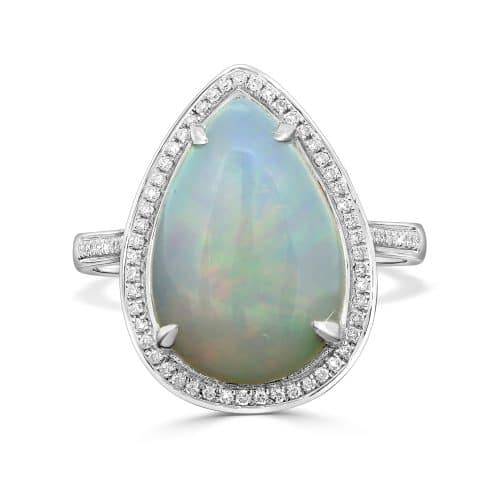 Opal Ring Pear-Shaped Brilliance in 18kt White Gold