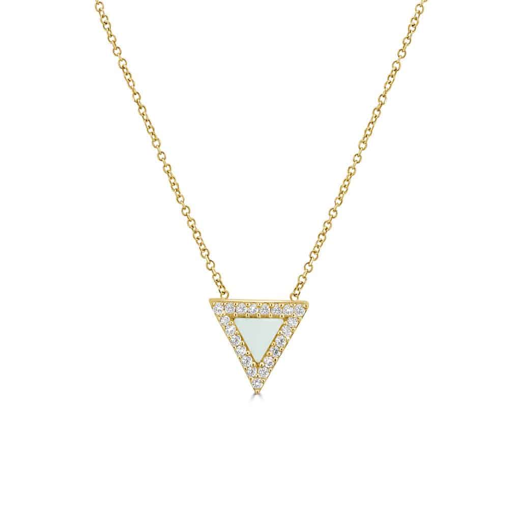 Triangle pendant with pearl centre