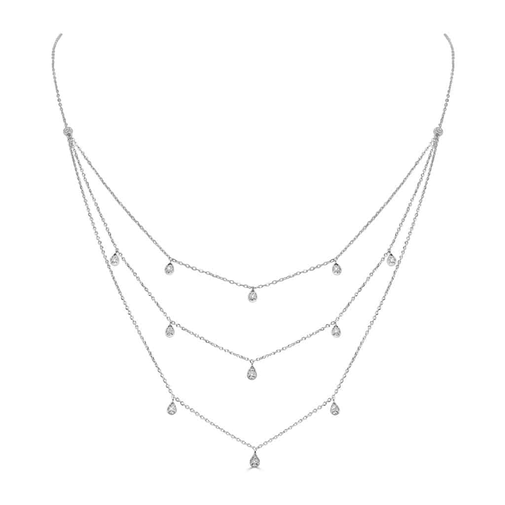 Layered white gold necklace