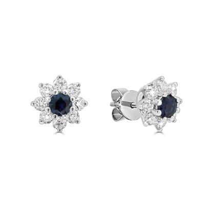 Blue sapphire diamond stud earrings