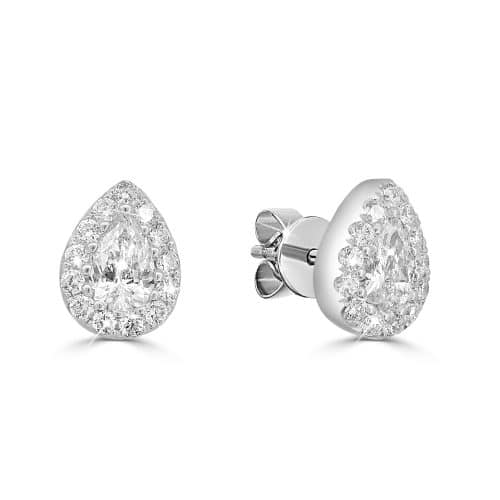 Diamond Stud Earrings with Pear-Cut Centre
