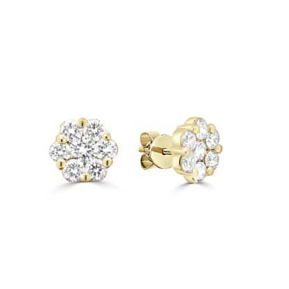Yellow gold floral diamond studs