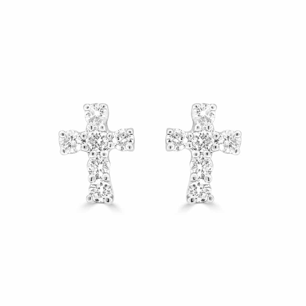Diamond cross stud earrings