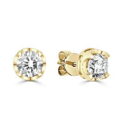 Yellow gold diamond stud earrings