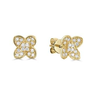 Whimsical Sparkle Diamond Flower Earrings for Every OccasionYellow gold diamond flower studs