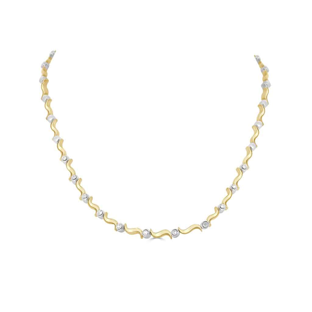 Two-tone diamond gold necklace