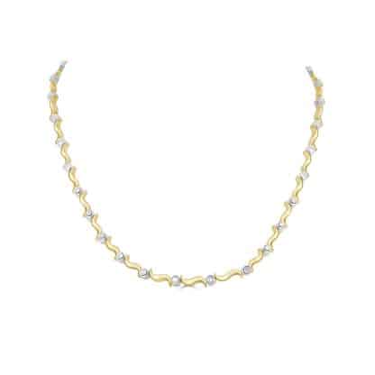Two-tone diamond gold necklace