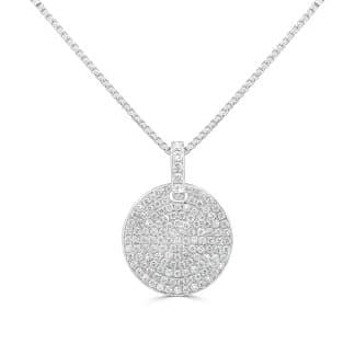 Brilliant Diamond Pendant Circle in 18kt White GoldPavé diamond pendant circle
