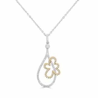 Graceful & Unique Diamond Pendant with Two-Tone Gold FlairDrop pendant with diamonds