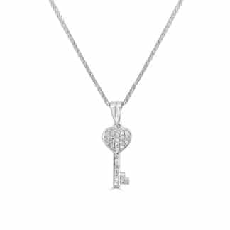Diamond Key Pendant Heart DesignDiamond key pendant white gold