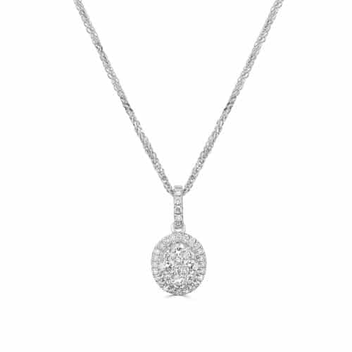Classic Elegance Oval Diamond Pendant in White Gold