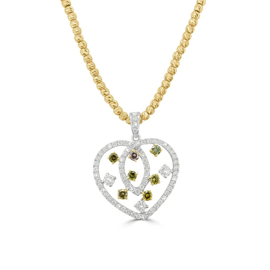 Fancy diamond heart pendant