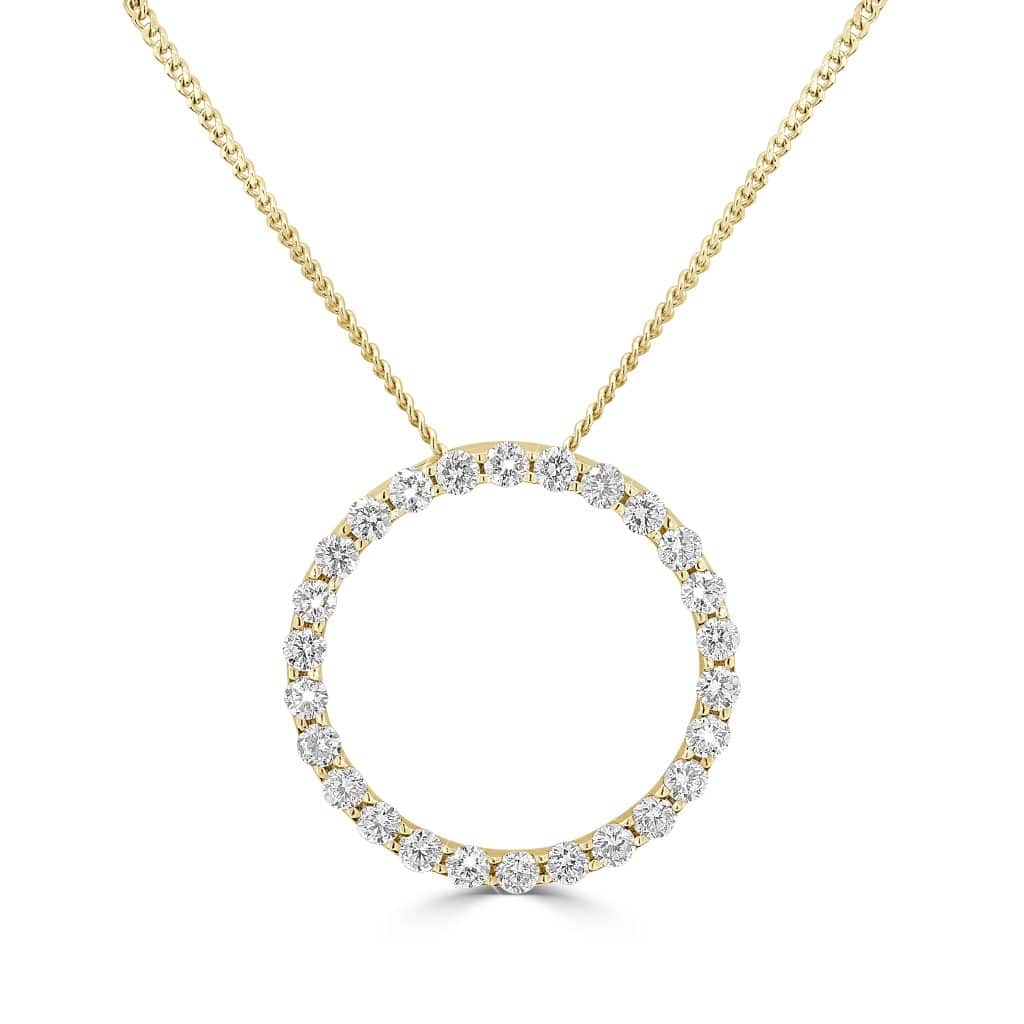 Yellow gold diamond circle pendant