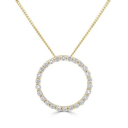 Yellow gold diamond circle pendant