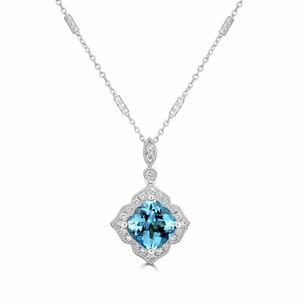 Aquamarine pendant white gold