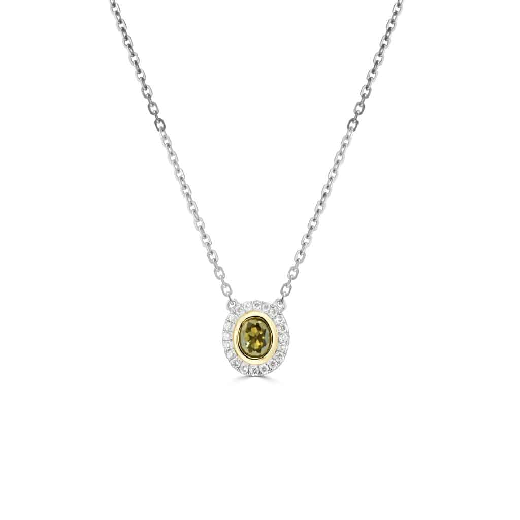 Oval cognac diamond halo