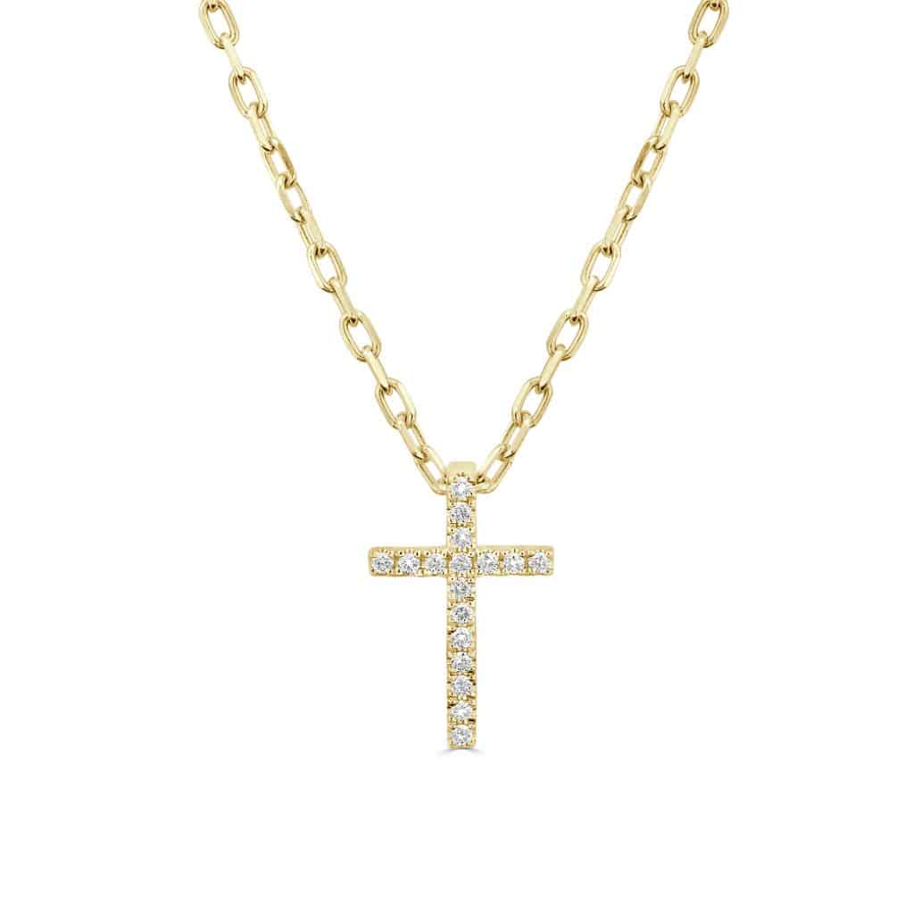 Diamond cross pendant gold