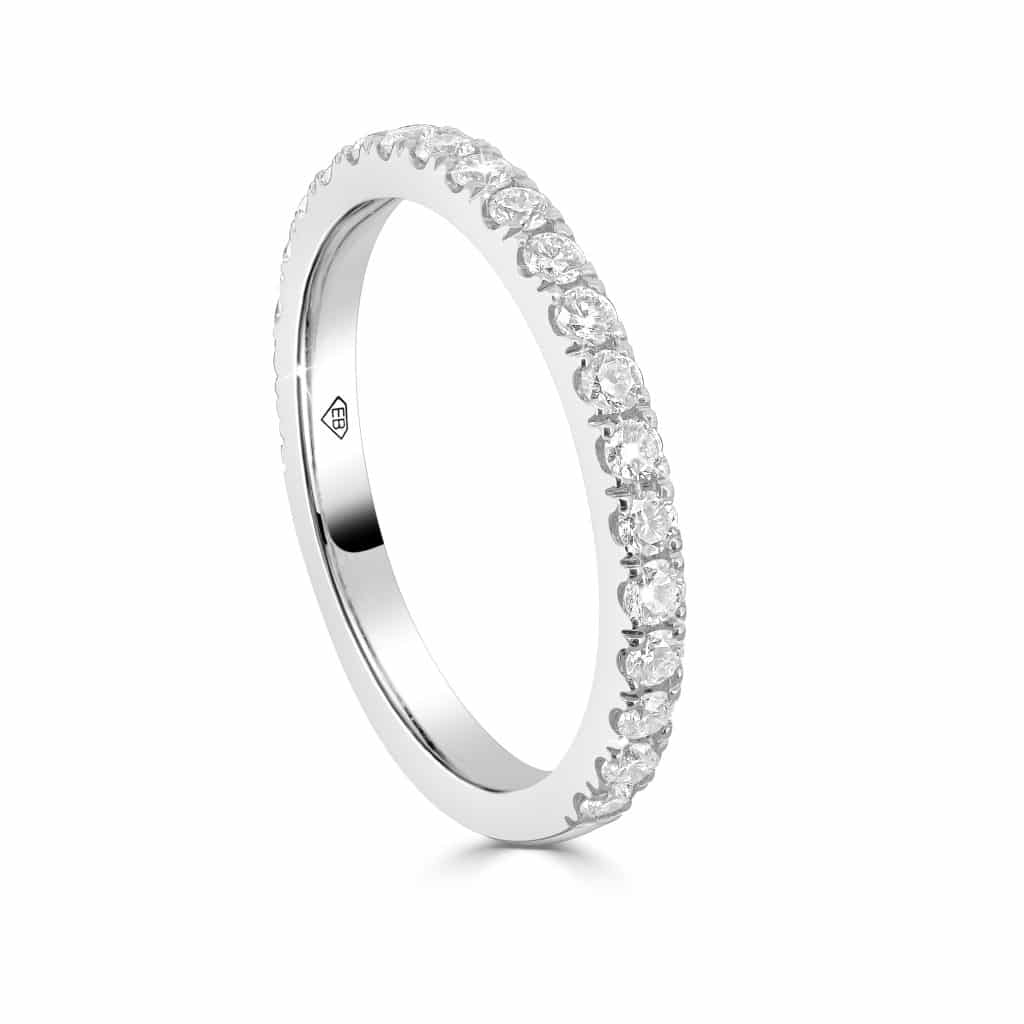 White gold lab diamond wedding band