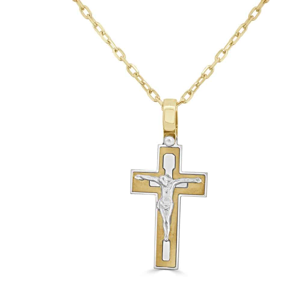 Two-tone gold cross pendant